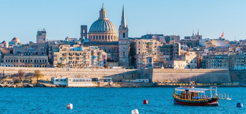 Image of Malta's Grand Harbour with the backdrop of Valletta