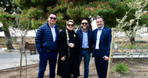 The Embassy Valletta Hotel team planting olive trees at Hastings Gardens as part of the ECO Valletta initiative
